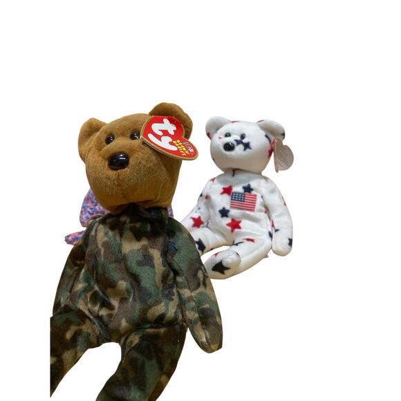 Beanie Babies America Themed Lot Of 7 USA Glory Hero Patriot Baldy Lefty Righty - Picture 8 of 8